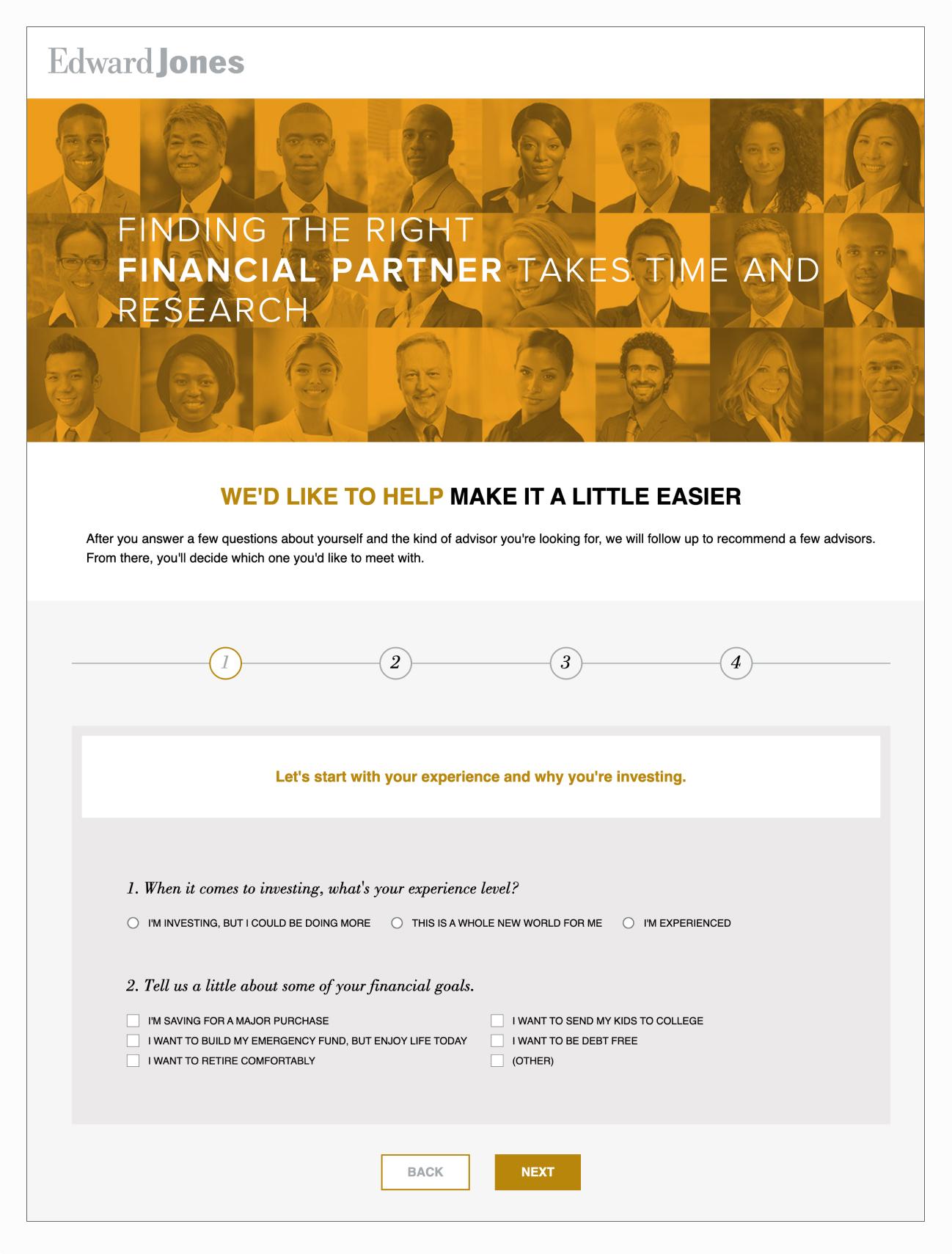 The original Edward Jones Match digital referral form on edwardjones.com.